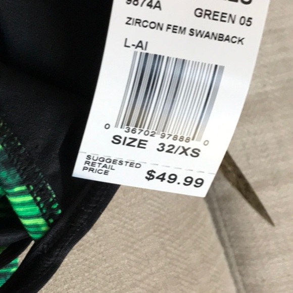 THE FINALS WOMEN'S ZIRCON SWANBACK SWIMSUIT Green 32 - Picture 3 of 3